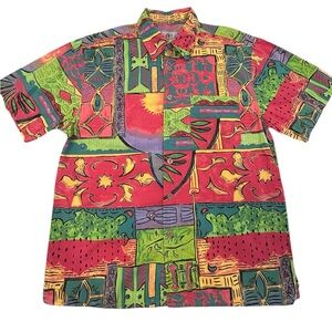Territory Ahead Men's Vintage Multicolor Abstract Print Short-Sleeve Shirt L
